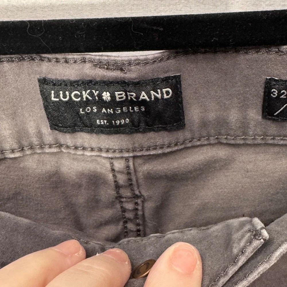 Lucky Brand 121 Slim Straight Mens Gray Pants 32x30 Charcoal Trousers
